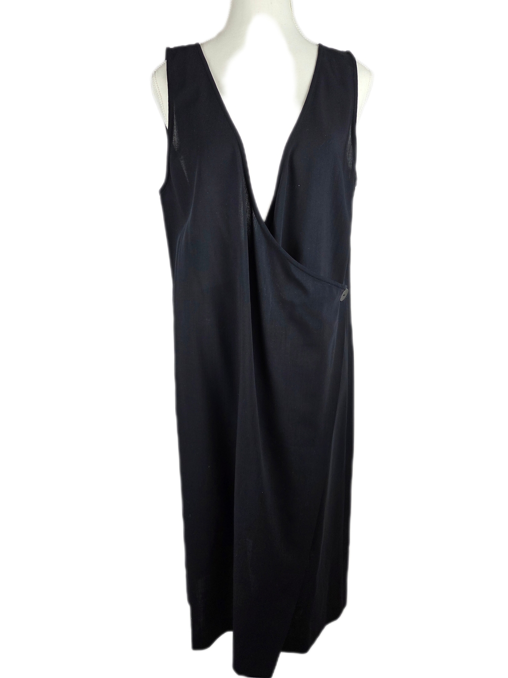 Vintage 90s DKNY Sleeveless Black V-Neck Wrap Dress - Women